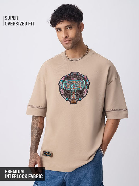 Men's Super Oversized Fit Graphic Tee with Hammer